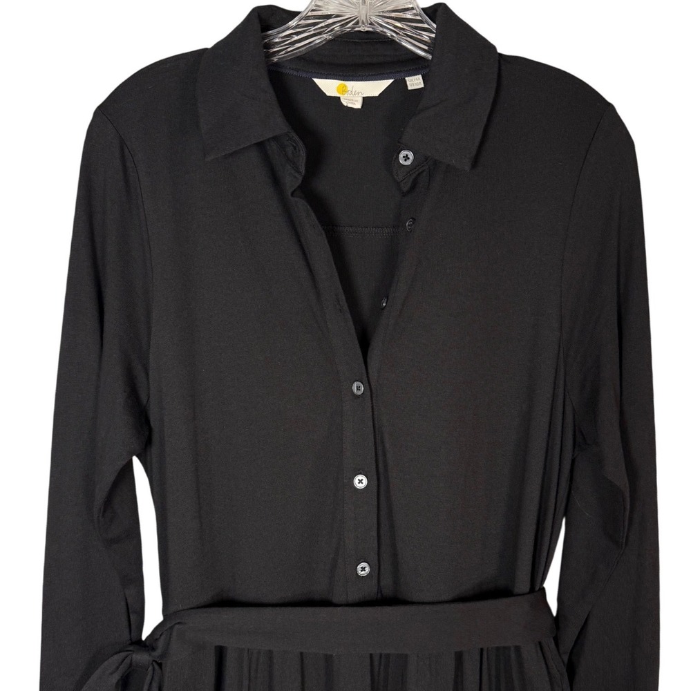 BODEN Tiered Jersey Maxi Shirt Dress, Black Soft Cotton Stretch Size 10R - Picture 7 of 10